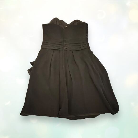 David's Bridal Black Formal Mini Faux Wrap Strapless Dress Size 2 - Picture 7 of 9